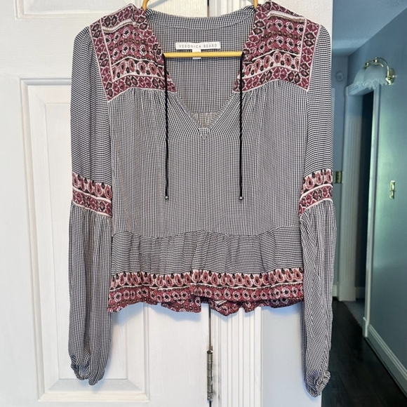 Veronica Beard Rosie Paisley & Gingham Boho Blouse, size 2 - Picture 3 of 6